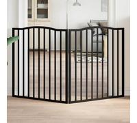 Foldable Dog Gate, 2 Panels Black Poplar Wood, 160 cm Total Length, Freestanding Pet Safety Barrier for Doorways, Stairs, and Indoor Use