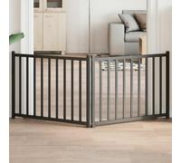 Foldable Dog Gate, 2 Panels Black Solid Fir Wood, 160 cm Total Length, Freestanding Pet Barrier for Doorways, Stairs, Living Room, Small to Medium Dogs
