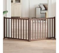 Foldable Dog Gate, 2 Panels Brown Oak Solid Fir Wood, 160 cm Total Length, Freestanding Pet Barrier for Doorway, Stairs, Living Room