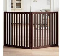 Foldable Dog Gate, 2 Panels Brown Poplar Wood, 160 cm Total Length, Freestanding Pet Barrier for Living Room, Kitchen, Stairs, Doorway