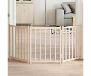 Foldable Dog Gate, 3-Panel Freestanding Solid Fir Wood Pet Barrier, 150 cm Long, Arched Top, for Small to Medium Dogs, Indoor Home Safety