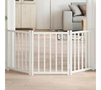 Foldable Dog Gate, 3 Panels, White Solid Fir Wood, 150 cm Total Length, Freestanding Pet Barrier for Doorways, Stairs, Kitchen