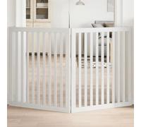 Foldable Dog Gate for Indoor Use, 2 Panels White Poplar Wood, 160 cm Total Length, Freestanding Pet Barrier for Doorways, Stairs, and Kitchens