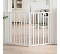 Foldable Dog Gate, White Solid Fir Wood Pet Barrier, 2 Panels 160 cm Total Length, Freestanding Indoor Safety Enclosure for Small Medium Dogs