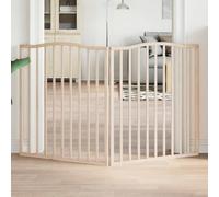 Foldable Dog Gate with 2 Poplar Wood Panels, 160 cm Total Length, Freestanding Pet Safety Barrier for Living Room, Kitchen, and Doorway