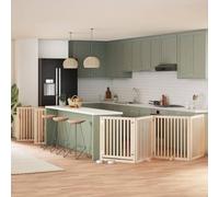 Foldable Dog Gate with Door, 10-Panel Poplar Wood Pet Barrier, 800 cm Total Length, Freestanding for Living Room, Kitchen, Stairs, Doorway Safety
