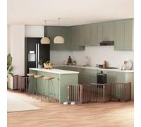 Foldable Dog Gate with Door, 12 Panels Brown Poplar Wood, 600 cm Total Length, Freestanding Pet Barrier for Home, Living Room, Kitchen, Stairs