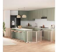 Foldable Dog Gate with Door, 12 Panels Poplar Wood, 960 cm Total Length, Freestanding Pet Barrier for Indoor Home, Easy Setup