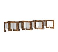 Foldable Dog Gate with Stands 8 Pcs Smoked Oak 60 cm | Engineered wood, galvanized steel, indoor barrier, minimalist design, foldable, portable, temporary use, easy storage