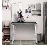 Foldable Dog Grooming Table 90x60x76 cm Non Slip Scratch Resistant Pet Grooming Accessories Adjustable Arm Black & White Professal Grooming Equint