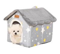 Foldable Dog House Kennel Bed Mat for Indoor Pets,Enclosed Warm Plush Sleeping Nest Bed with Removable Cushion,Covered Small Pet Condos Indoor Cat Hideaway (Grey,Small)