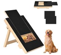 Foldable Dog Nail Scratch Board with Built-in Treat Draw & 2 Sandpaper, Wooden Dog Scratch Pad for Nails, Scratching & File, for Dogs of All Breeds