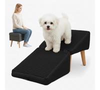 Foldable Dog p & irs for Small Dogs & Cats 2 in 1 Ottoman & Pet Steps for Couch & Bed Solid Wood Black Easy Access for Pets