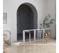 PawHut Freestanding Pet Gate, 8 Panels Dog Playpen, Foldable Dog Barrier with 2 Pcs Support Feet, for House, Doorway, Stairs, Small and Medium Dogs - White