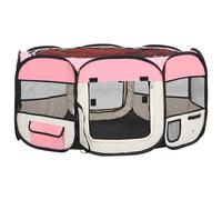 Foldable Dog Playpen with Carrying Bag Portable Travel Soft Fabric Pet Pen