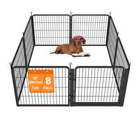 Feandrea Dog Playpen, 8-Panel Steel Pet Enclosure, Folding Puppy Pen with Door, 170 x 170 x 80 cm, Ink Black, for Indoor and Outdoor, Dack Collection PPK028B102