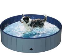 Foldable Dog Pool for Large Dogs Hard Plastic Swimming Pool Non-Slip Portable Dog Bathtubs Collapsible Multi-Use Whelping Box Ball Pit Outdoor Pool for Backyard Duck Pond Grey XL-63"x12"