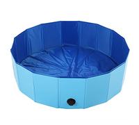 Foldable Dog Pool, Pet Bathing Pool for Dogs and Cats, Portable PVC Pet Bath Tub with Drain Hole, Collapsible Swimming Bathtub for Small Medium Large Pets in Red Blue (Medium: Approx. 17.6x16.2x10cm
