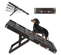 Foldable Dog Ramp for Couch, Small Dog Ramp for Bed Pet Ramps for Small Dogs Indoor, 4 Adjustable Height from 13.6" to 21", Stable Pet Steps with Non-Slip Pad, Use for Low Bed Couch Stairs, Black