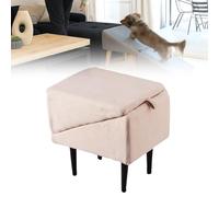 Foldable Dog Ramp Ottoman with Non Slip Surface Portable Pet Ramp and Stairs for Small Medium Large Senior and Injured Dogs and Cats(Khaki)