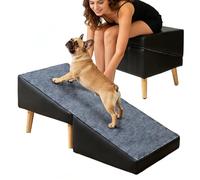 Foldable Dog Ramp Split Ottoman Outdoor seat footrest Stool Couch Sofa Furniture Car SUV RV Side Door, Small Medium Senior Injured cat Step Stair to Porch, Large Steady pet ramp (Black, Large)