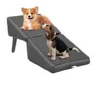 Foldable Dog Steps For Sofa Adopting Ergonomic Design, Non Slip Cotton And Linen Fabric, Safe And Reliable Suitable For Beds, Sofas Or In Car Scenes(Dark gray colour)