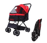 Foldable Dog Stroller 4 Wheel, Pet Stroller for Small Medium Dogs Cats,Puppy Buggy Pushchair Pram, Handrail Reversible, up to 20kg