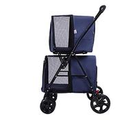 Foldable Dog Stroller, Double-Layer Pet Stroller, for Small Medium Dog Cats, Puppy Buggy with Detachable Bracket, Up to 20kg