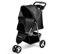 Foldable Dog Stroller for Medium & Large Pets, Grey - Lightweight Jogging Stroller with Canopy, Storage Basket, and Foot Brake - Perfect for Active Dog Owners
