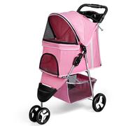 Foldable Dog Stroller for Small & Mum Pets Adjustable Canopy STO Basket Foot Brake Jogr Design One Size