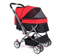 Foldable Dog Stroller - Red Pet Travel Trolley Cart for Medium/Large Dogs and Cats | 25kg Max Load Capacity