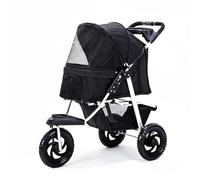 Foldable Dog Stroller with Brake, 3 Wheel Dog Pram for Park Walks and City Pavements, Pet Pushchair for Small to Medium Dogs & Cats, Black