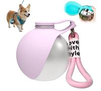 Foldable Dog Water Bottle, 2-in-1 Portable Dog Water Bottle with Bowl, Portable, Leak-Proof, Stainless Steel Bottle & Silicone Bowl, for Puppy Outdoor Walking Travel (Pink A)