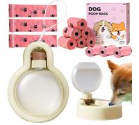 Foldable Dog Water Bottle 500ml-Portable Pet Water Dispenser With Attached Dog Poo Bags Holder Travel Water Bottle For Dogs,Cats,Puppies Animals Leak-Proof Designdog For Walking Hiking Outdoor