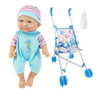 Foldable Doll Stroller Set - 25x11,3x8cm Realistic Doll Pushchair, Dolls Nursery Playset with Bottle, Pretend Play Stroller Toy | Dolls Accessory for Girls Kids Imaginative Play