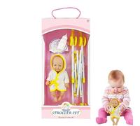 Foldable Doll's Pram - Children's Play Pram Toy Nursery Set Realistic Role Play Accessories Ensemble Bundle Creative Children's Play Adventure Caregiver Simulation Set With