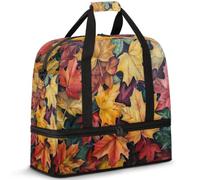 Foldable Double layered Sports Duffel Bag, Rustic Style Pattern Gym Bag | with Shoe Compartment, Adjustable Shoulder Strap, Water Bottle Carrier, Large Capacity Waterproof Yoga Travel Bag for Women