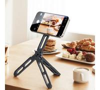 Foldable Double Sided Magnetic Cell Phone Holder Portable Smartphone Tripod Mobile Desktop Bracket for Selfies Live Broadcasts (Black)