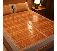 Foldable DoubleSided Bamboo Cooling Mat for Bed Breathable Summer Sping Sheet Portable Rattan Mattress AirConditing Bed Cover (135x195cm/4.4x6.4ft)