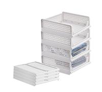 Foldable DrawerSet 4 Stackable Storage Bins for Closet Clothes Kitchen and Bedroom Versatile 43x14x32.5cm Drawer Boxes for Neat nization