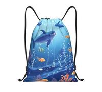 Foldable Drawstring Bag Ocean Life Trainer Bags Eco Friendly School Bags For Travel School Shopping 36X42Cm