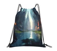 Foldable Drawstring Bag The City On The Water Print Trainer Bags Eco Friendly Swim Bags For Holidays Hiking Boys 36X42Cm