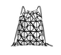 Foldable Drawstring Gym Bag Geometric Pattern Gym Backpack Lightweight Swim Bags For School Hiking Women 36X42Cm