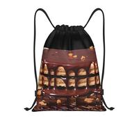 Foldable Drawstring Gym Bag Wafers Dripping with Chocolate, Unisex Drawstring Backpack, Daily School Bags, for Girls Shopping 36X42cm