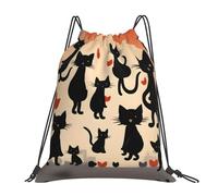 Foldable Drawstring Swimming Bag Happy Walking Kitty Print Swim Bags Premium Sports Backpack for Kids Activities Yoga 36X42cm