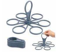 Foldable Drinks Carrier,6-Cup Plastic Beverage Holder,Blue