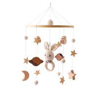 Foldable Drones with Camera Baby Crib Mobile Wooden Hanging Baby Bed Cute Rabbit Animals Wood Crocheted Mobile Newborn Toys Cot Bed Pendant Decoration For Infants Boys Girls Bedroom Go (Khaki, 44cm)