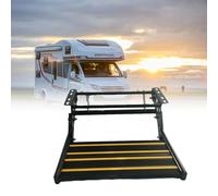 Foldable Drop Down Manual Steps, Folding Manual RV Door Entry Bottom Step, Manual RV Step Ladder, 440lbs / 200kg Load, Non-Slip Pedal, 12V Lighting, For Trailers, RV, Motorhomes Silver-nolight