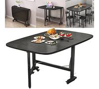 Foldable Drop Leaf Dining Table 120cm Solid Wood Kitchen Table on 6 Wheels for Easy Mobility SpaceSaving Modern Design Perfect for Small Spaces