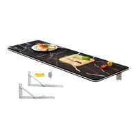 Foldable Drop-Leaf Wall Table - Compact Wall-Mounted Folding Table Black Wooden Kitchen Table 70x50cm Space-Saving Design for Small Spaces